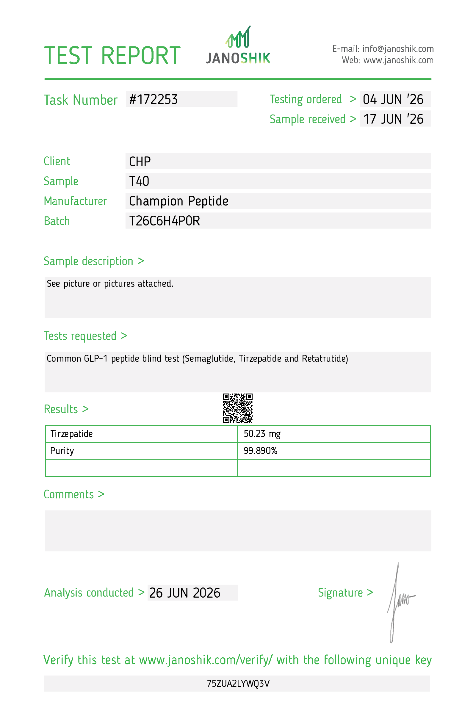 Tirzepatide COA · 2026-06-26