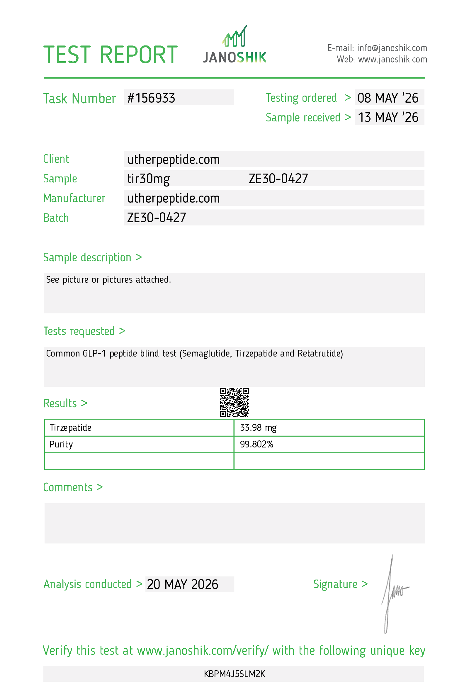 Tirzepatide COA · 2026-05-20