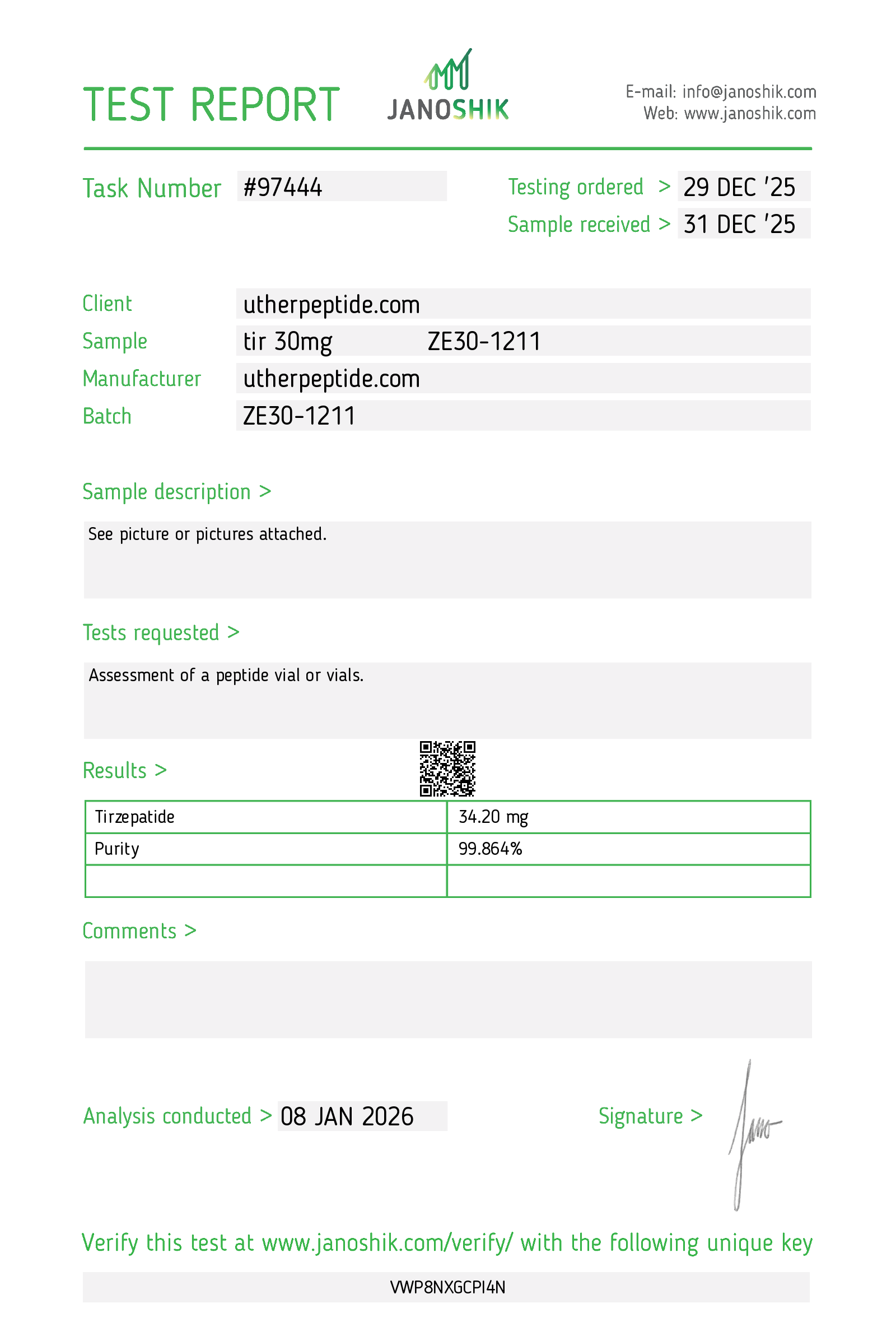 Tirzepatide COA · 2026-01-08