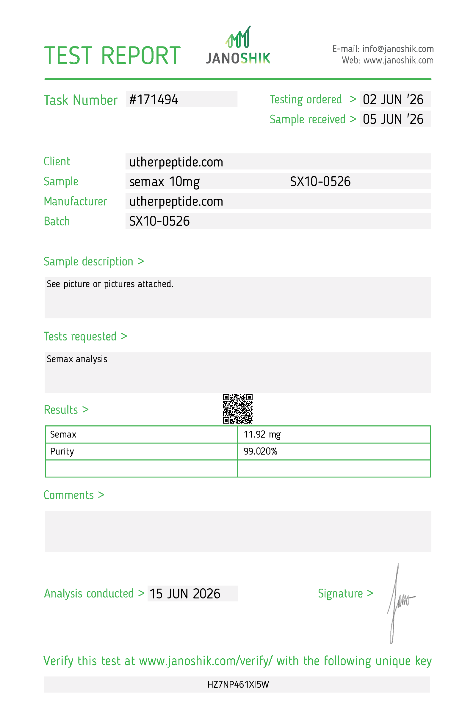Semax COA · 2026-06-15