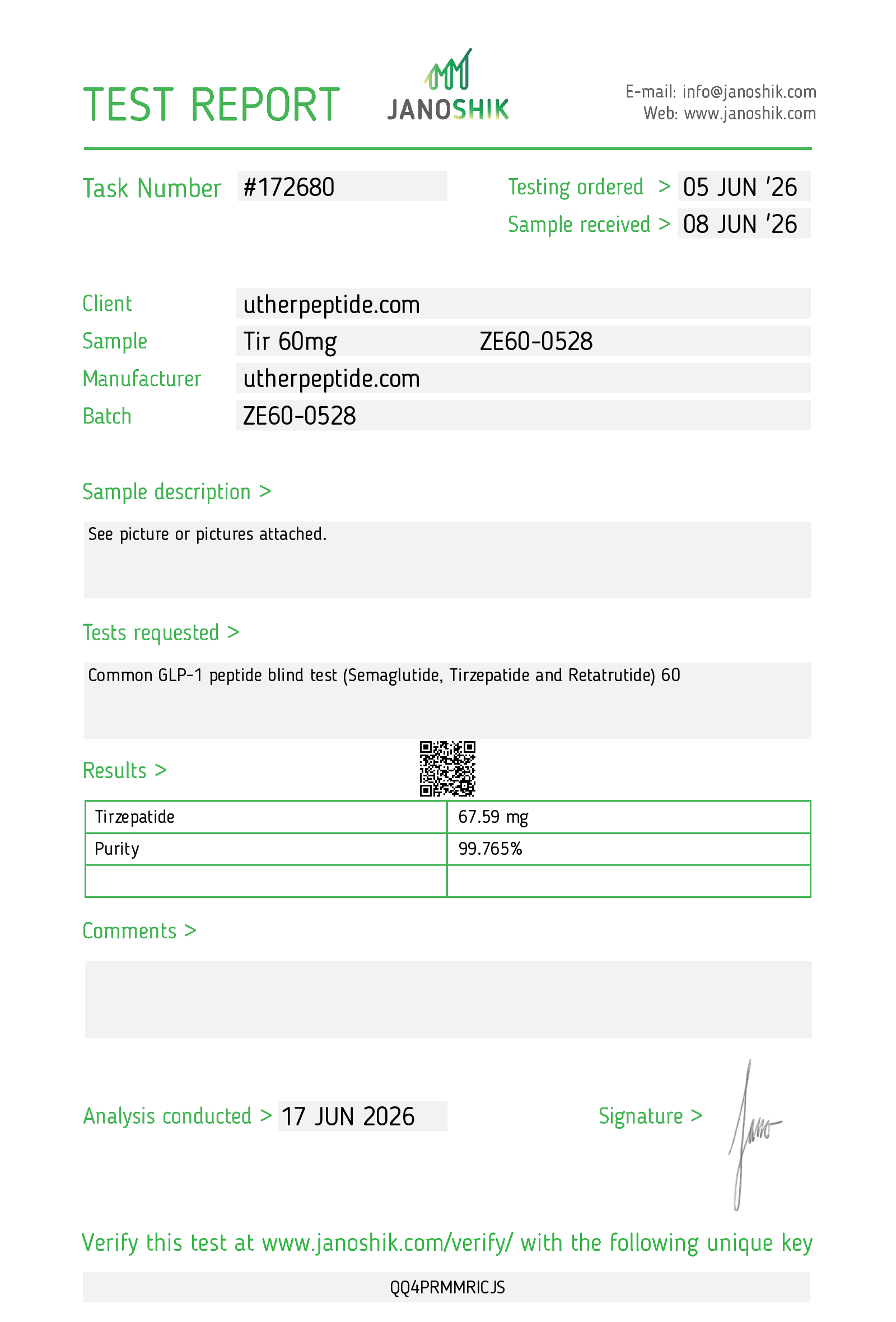 Tirzepatide COA · 2026-06-17