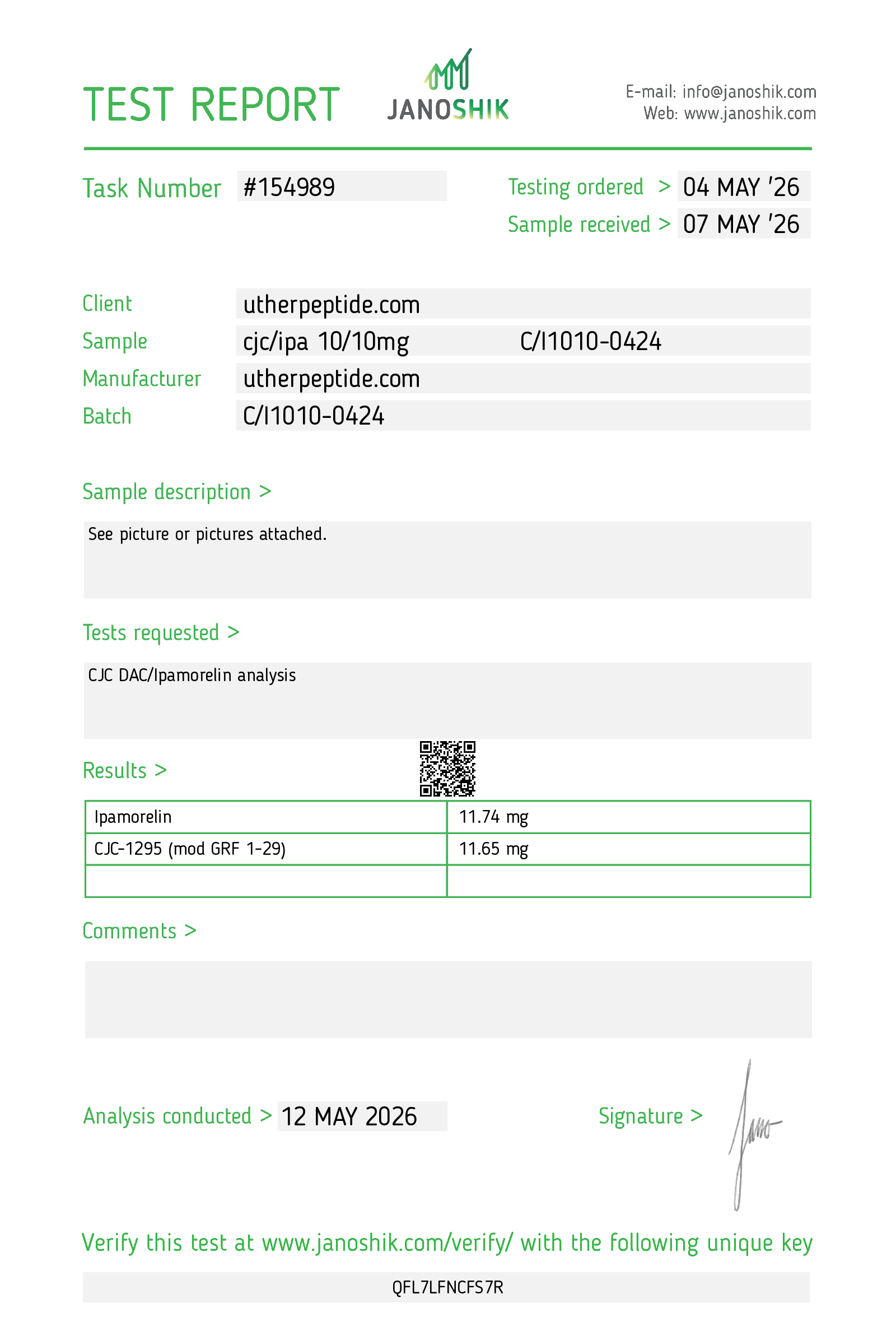 CJC-1295 + Ipamorelin COA · 2026-05-12