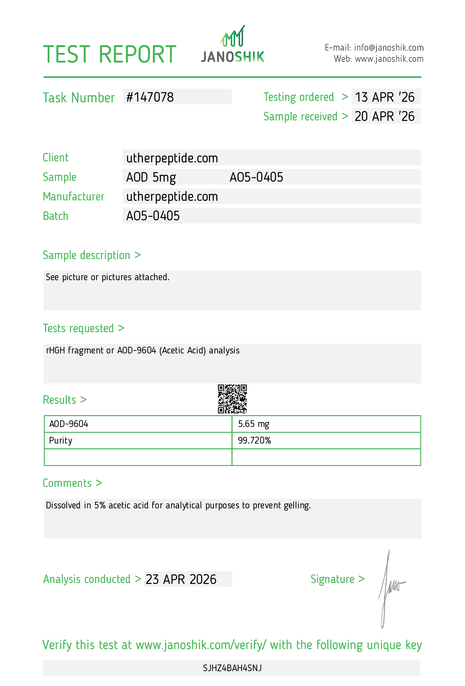 AOD-9604 COA · 2026-04-23
