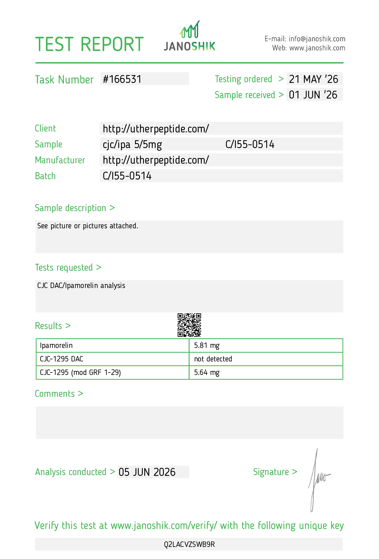 CJC-1295 + Ipamorelin COA · 2026-06-05