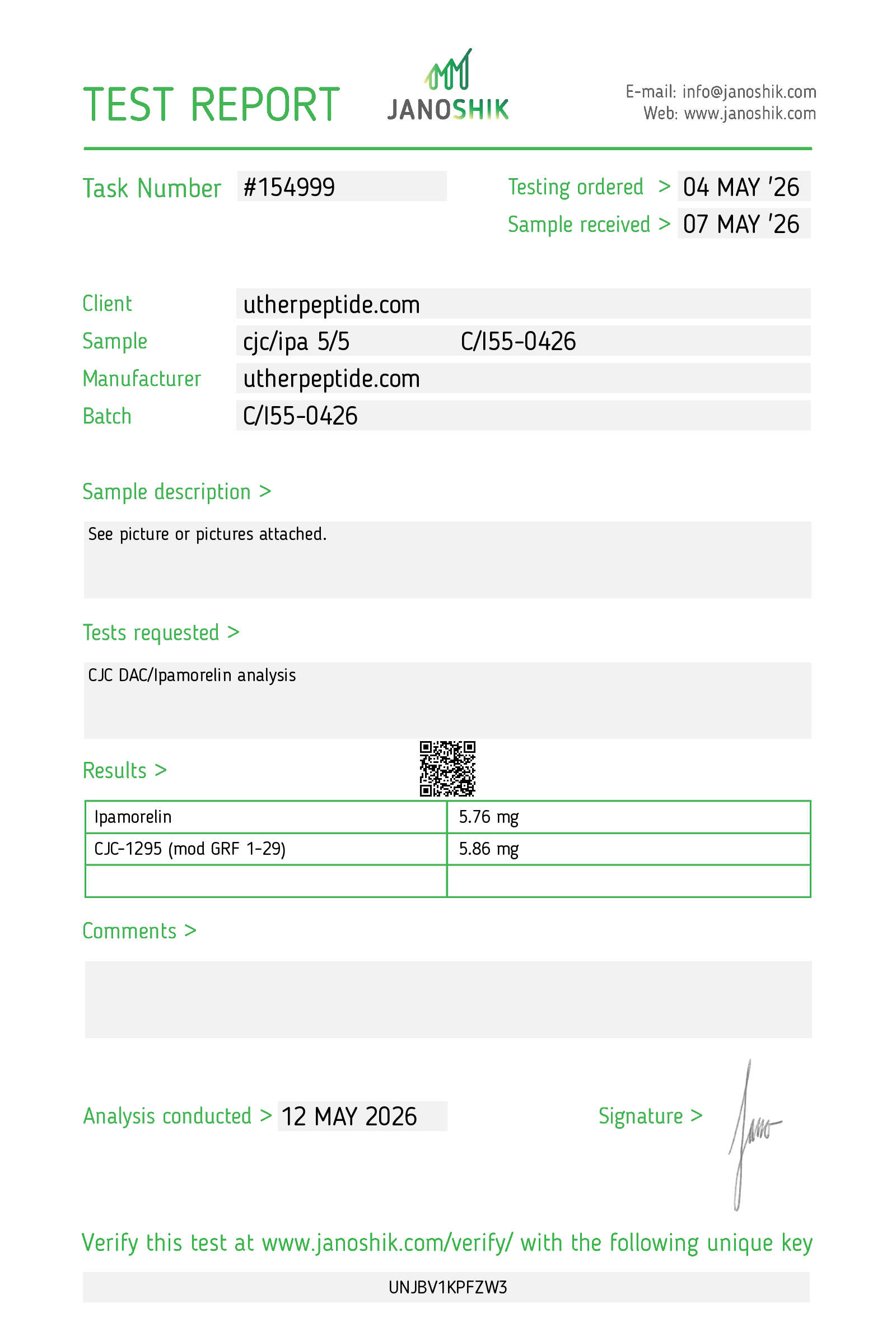 CJC-1295 + Ipamorelin COA · 2026-05-12