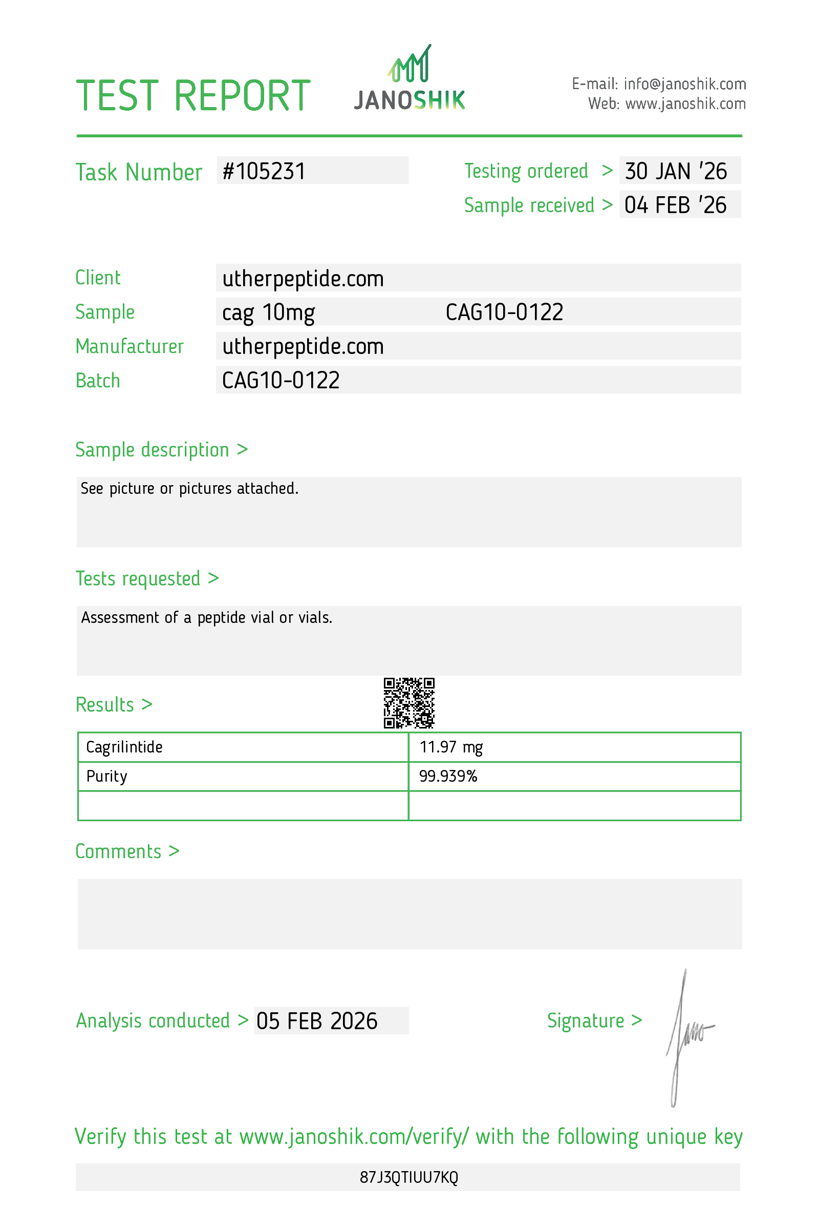 Cagrilintide COA · 2026-02-05