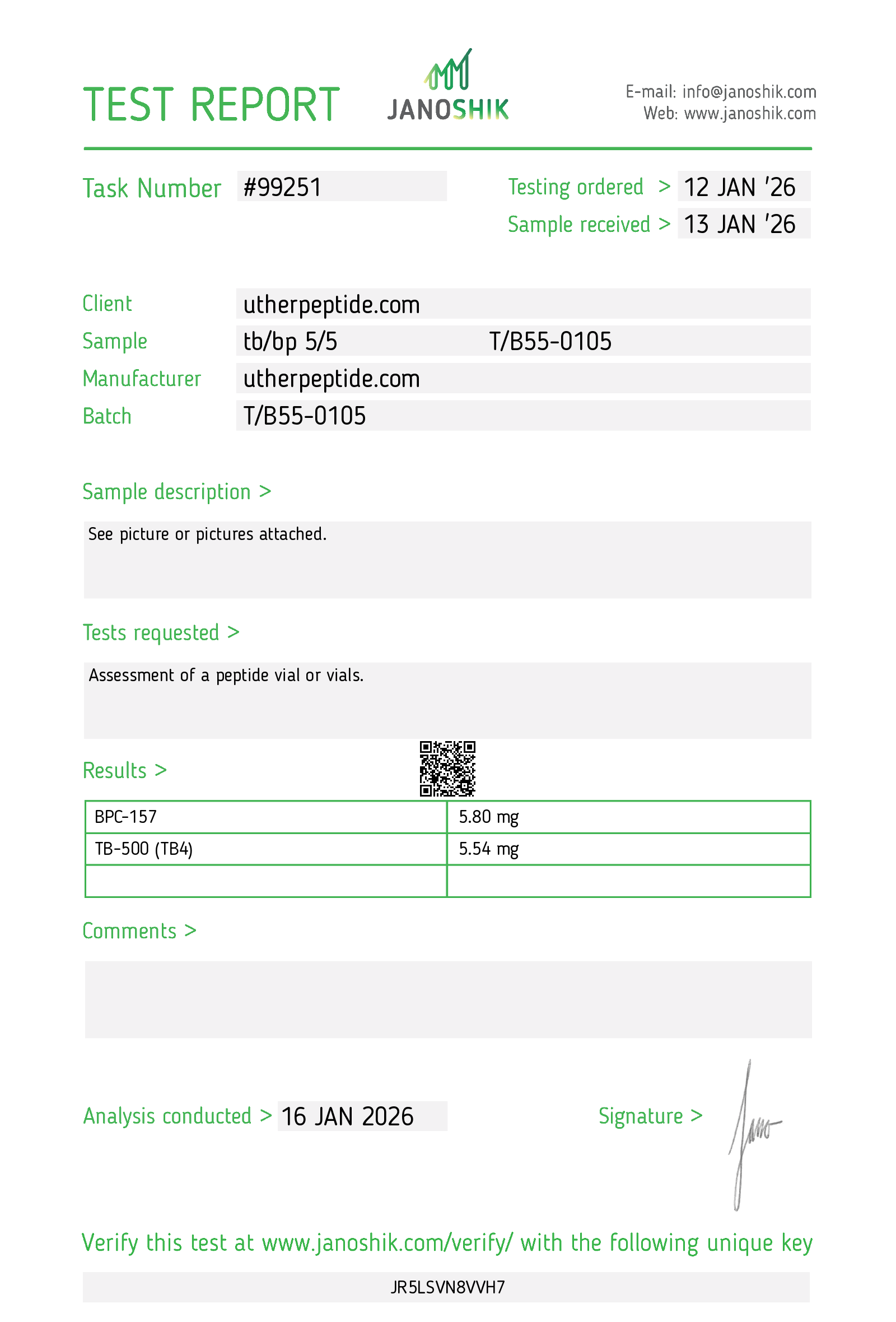 BPC-157 + TB-500 COA · 2026-01-16