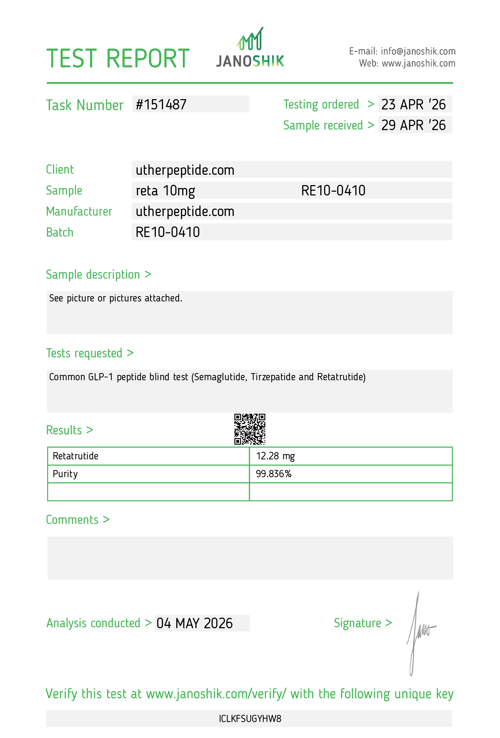 Retatrutide COA · 2026-05-04