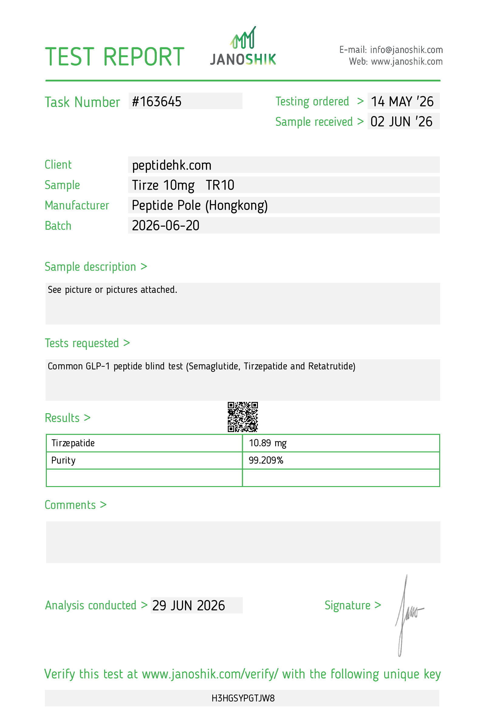 Tirzepatide COA · 2026-06-29
