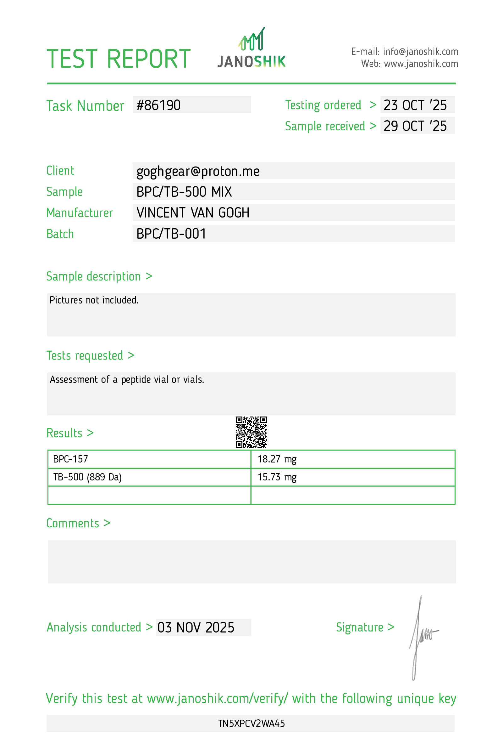 BPC-157 + TB-500 COA · 2025-11-03