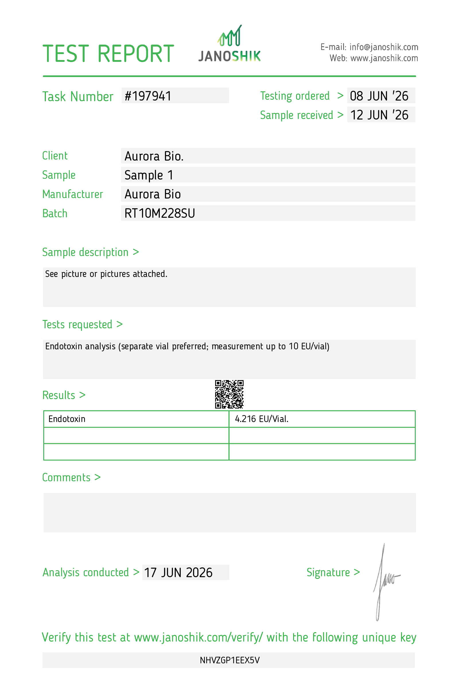 Endotoxin COA · 2026-06-17
