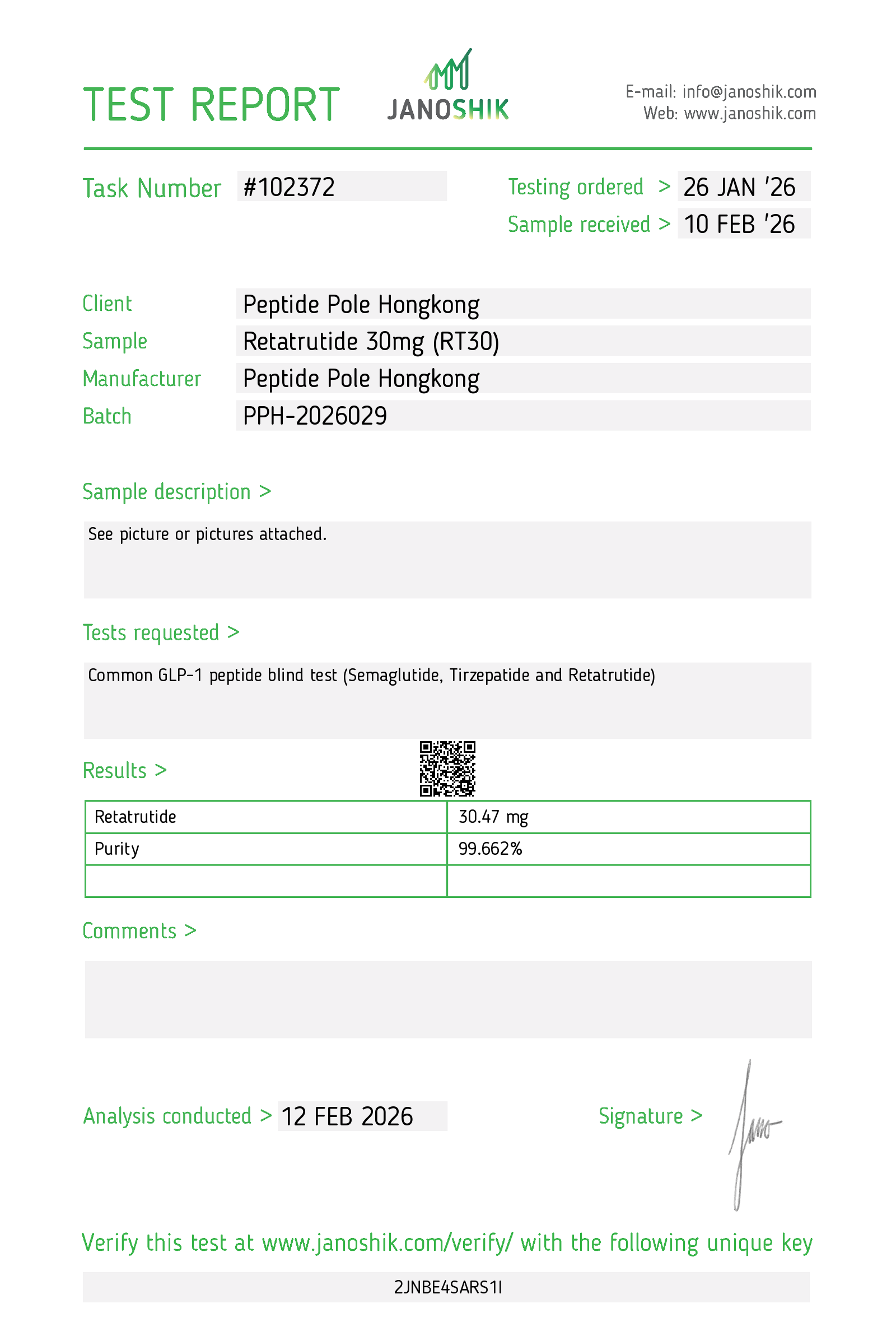Retatrutide COA · 2026-02-12