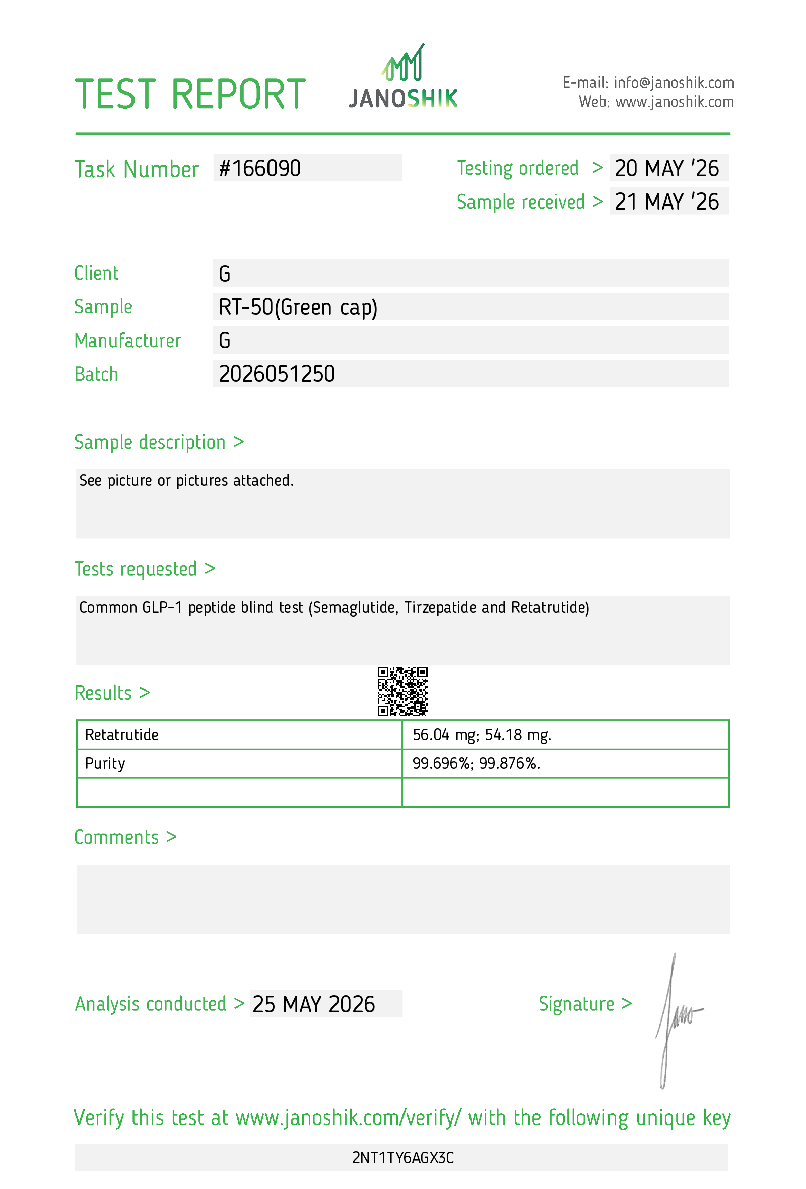 Retatrutide COA · 2026-05-25