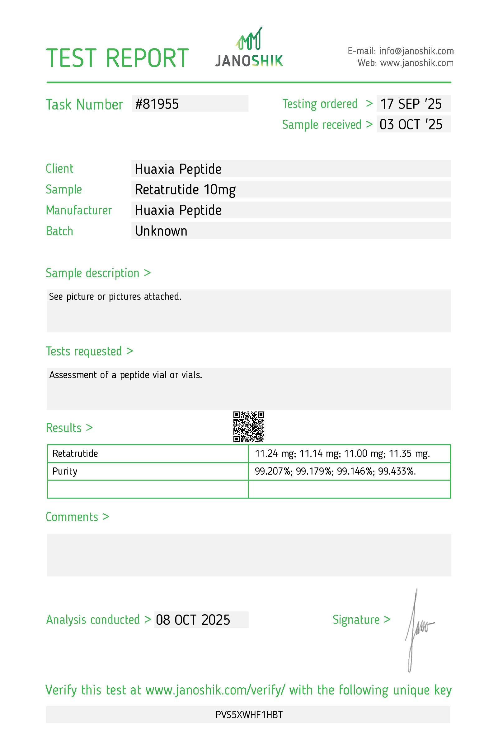 Retatrutide COA · 2025-10-08