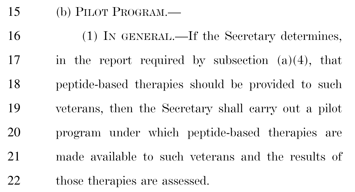 H.R. 10212, page 4, lines 15 through 22: if the Secretary determines that therapies should be provided, the Secretary shall carry out a pilot making them available and assessing results.