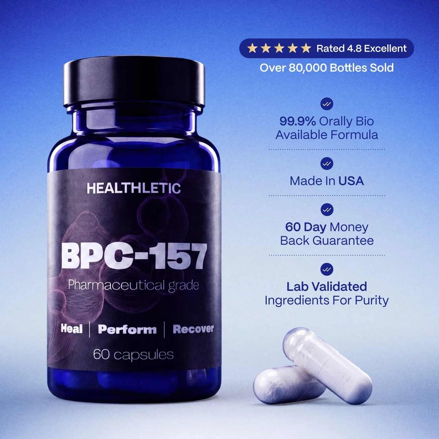 Healthletic artwork: 99.9% Orally Bio Available Formula.