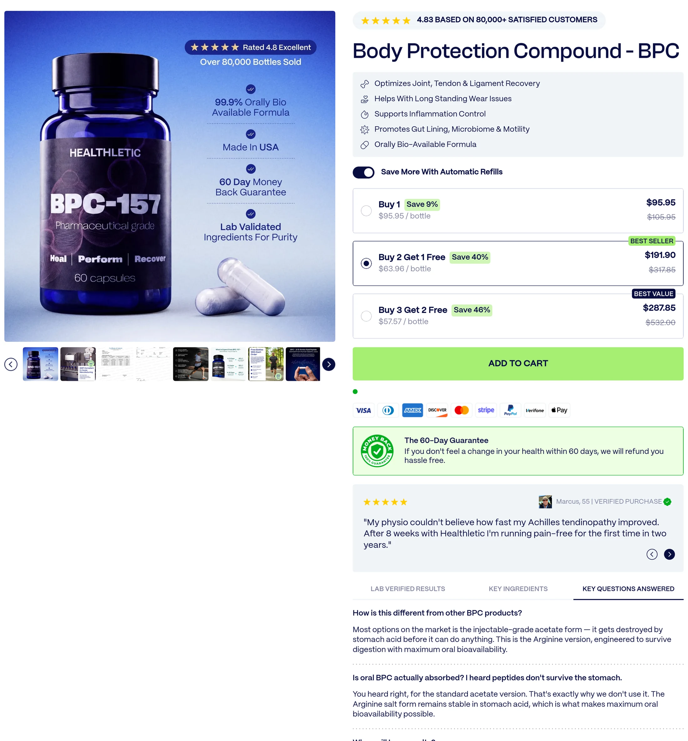 Healthletic page: acetate form destroyed by stomach acid.